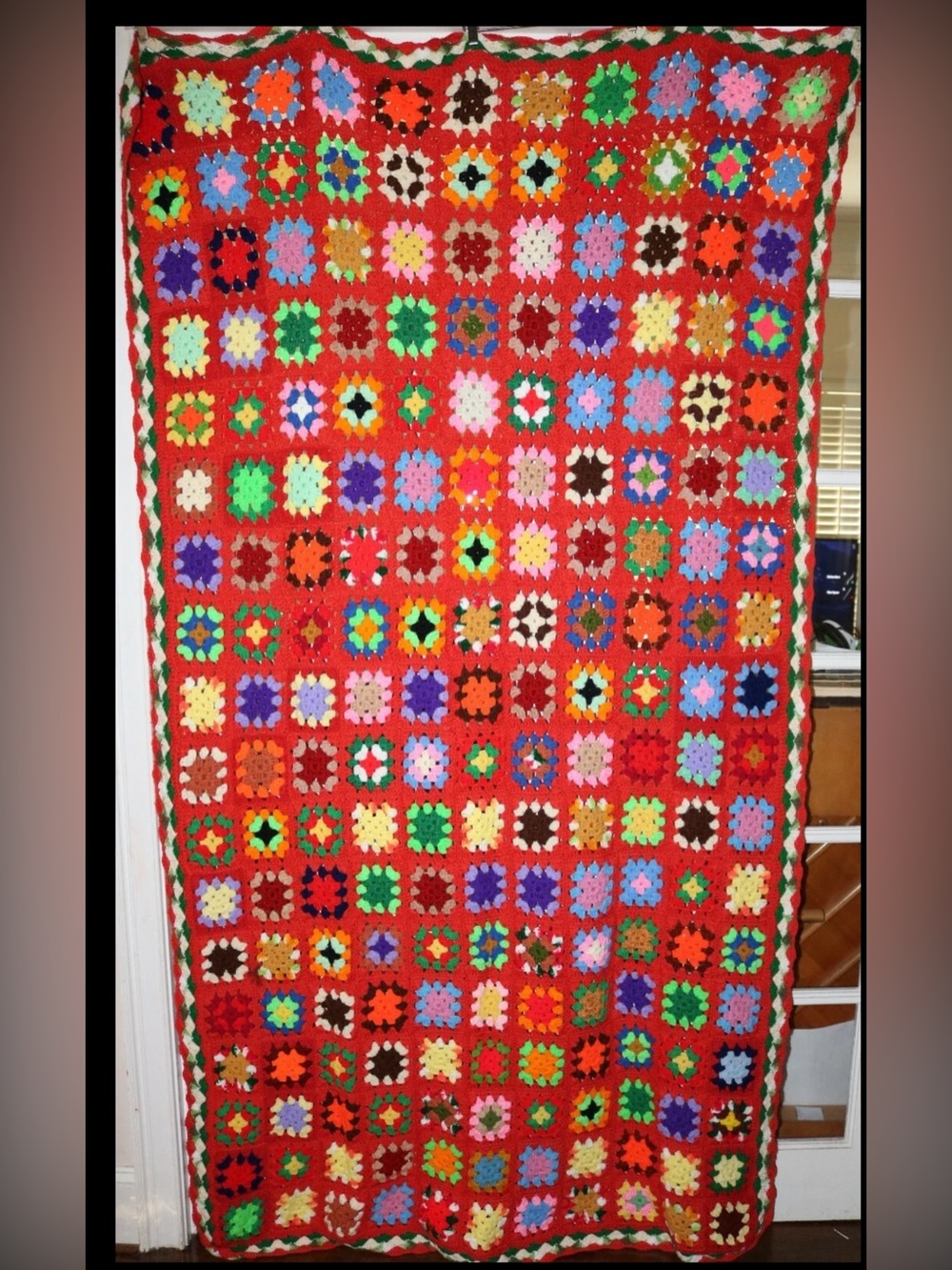 Beautiful Hand Crocheted Granny Square Throw Blanket for Bed, Couch, Chair